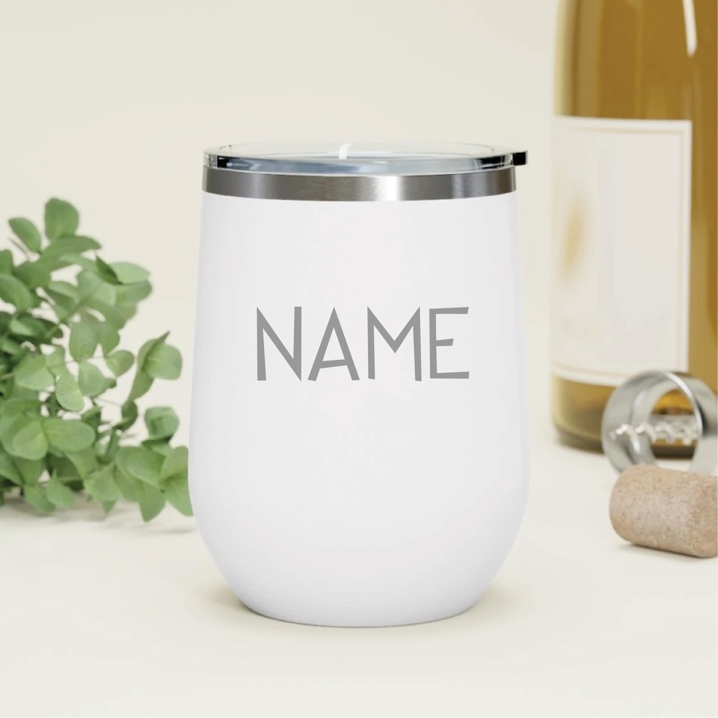 White Custom Name Personalised Vacuum Insulated Stainless Steel Tumbler 